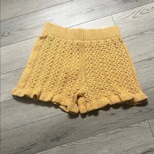 Zara Cozy Knit Yellow Shorts size Lg